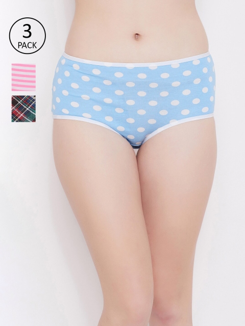 

Clovia Pack of 3 Printed Hipster Briefs, Blue