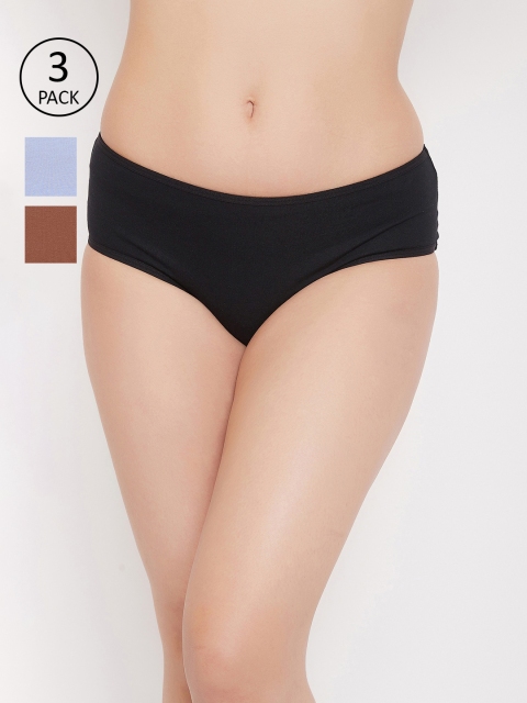 

Clovia Pack of 3 Solid Hipster Briefs, Black