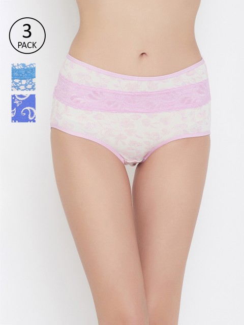 

Clovia Pack of 3 Printed Hipster Briefs, White