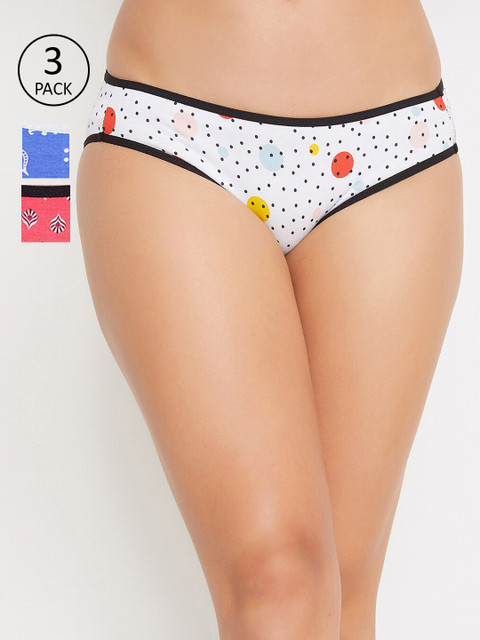 

Clovia Pack of 3 Printed Bikini Briefs, White