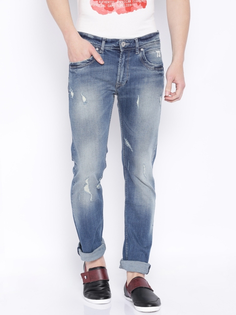 

Pepe Jeans Men Blue Vapour Slim Fit Low-Rise Distressed Jeans