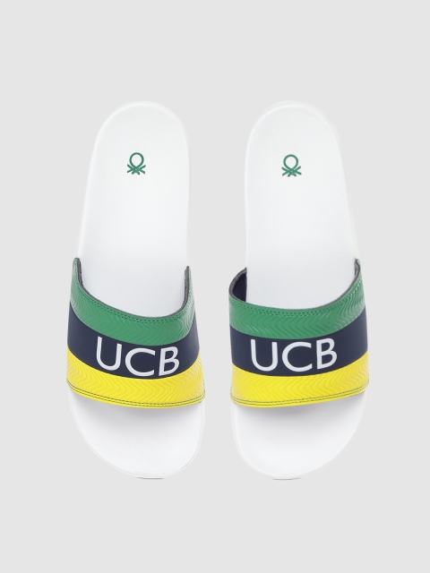 

United Colors of Benetton Men Yellow & Green Colourblocked Sliders