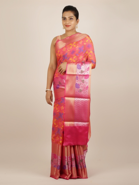 

Pothys Orange & Pink Cotton Blend Woven Design Saree