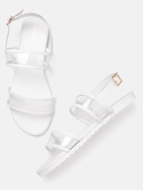 

Mast & Harbour Women White & Transparent Solid Open Toe Flats