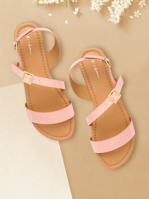 

Mast & Harbour Women Peach-Coloured Solid Open Toe Flats