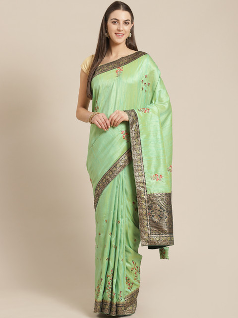 

Mitera Green & Pink Embroidered Saree