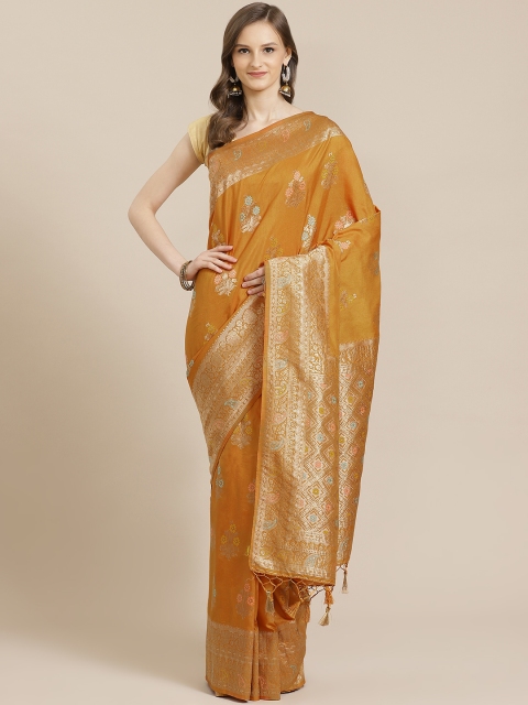 

Mitera Orange & Golden Woven Design Saree