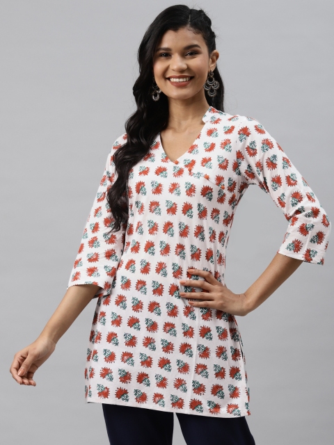 

Readiprint Fashions Women White Floral Print Pure Cotton Kurti