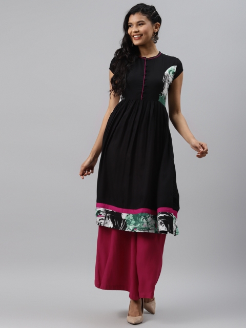 

Readiprint Fashions Women Black Solid A-Line Kurta