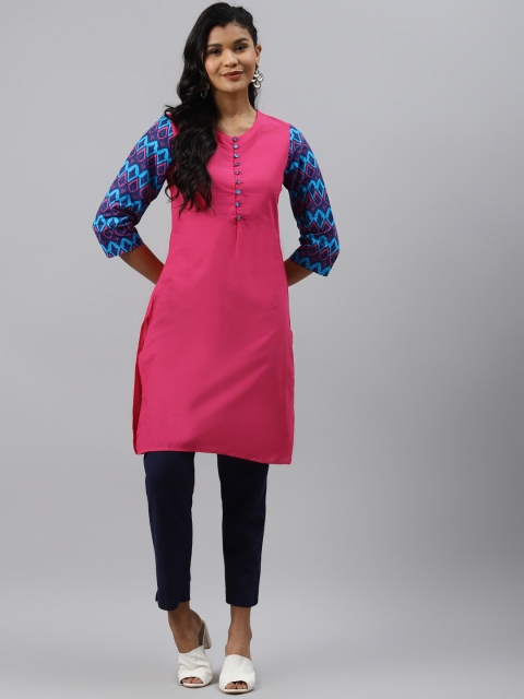 

Readiprint Fashions Women Pink Pure Cotton Solid Kurta