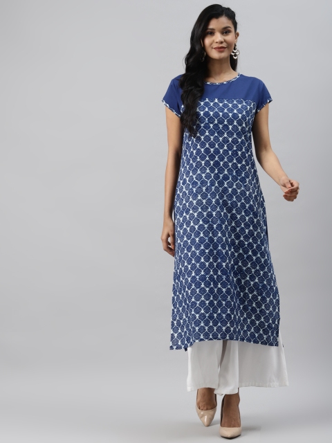

Readiprint Fashions Women Blue Ethnic Motifs Printed Kurta