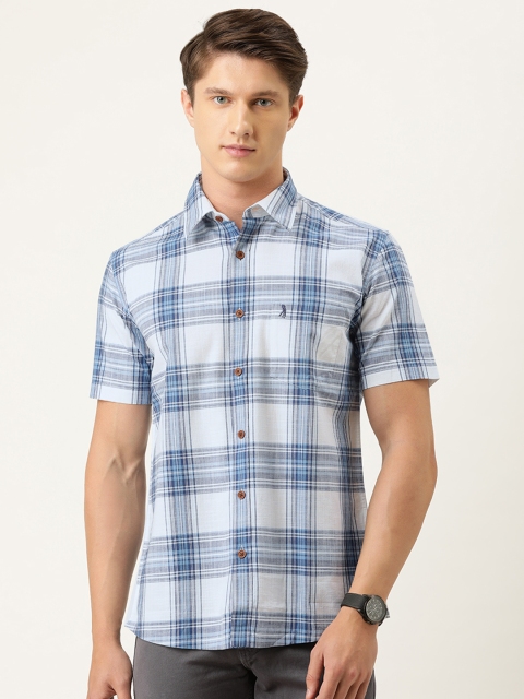 

Burnt Umber Men Blue & White Slim Fit Printed Casual Shirt
