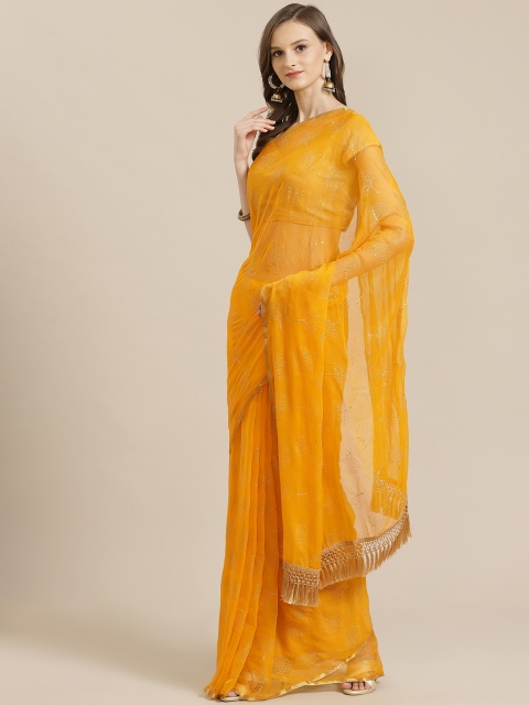

KALINI Yellow & Golden Embellished Saree