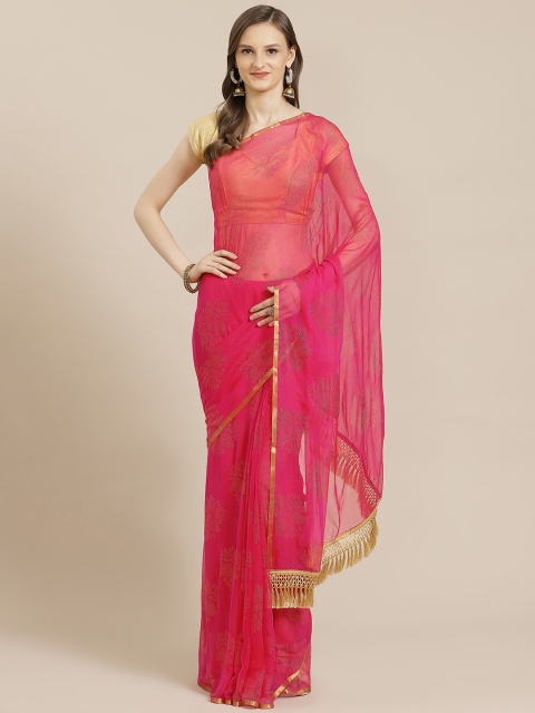 

KALINI Pink & Golden Embellished Saree
