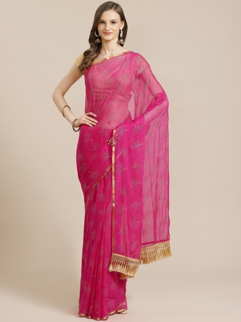 

KALINI Pink & Golden Embellished Saree