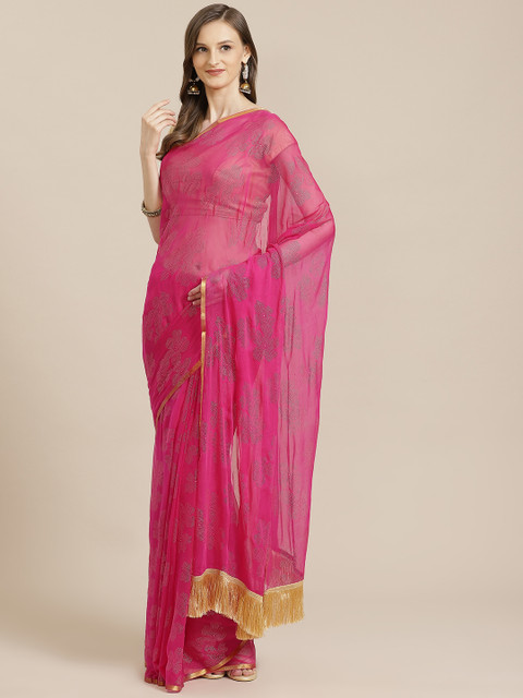 

KALINI Pink & Golden Embellished Saree