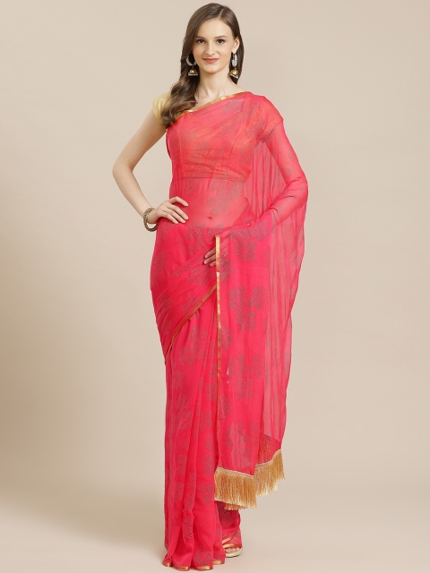 

KALINI Red & Golden Embellished Saree