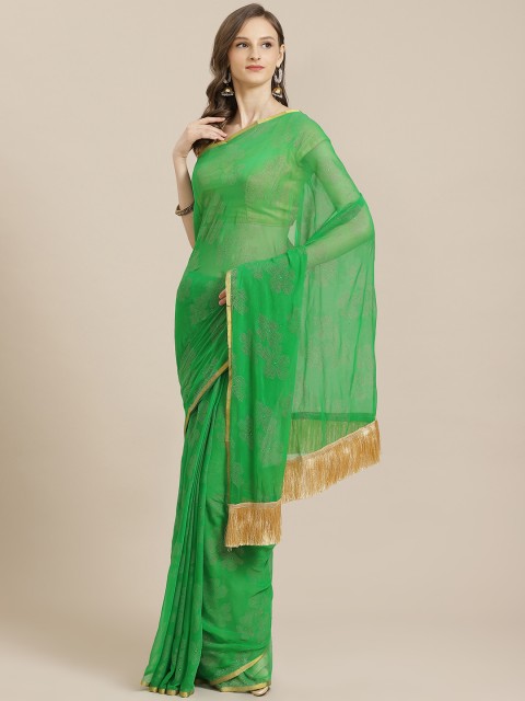 

KALINI Green & Golden Embellished Saree