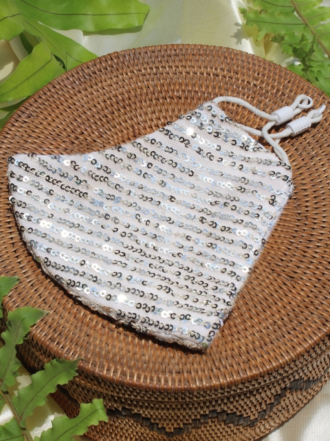 

Ayesha Silver-Toned Sequin Sitra Certified Filter Reusable Mask