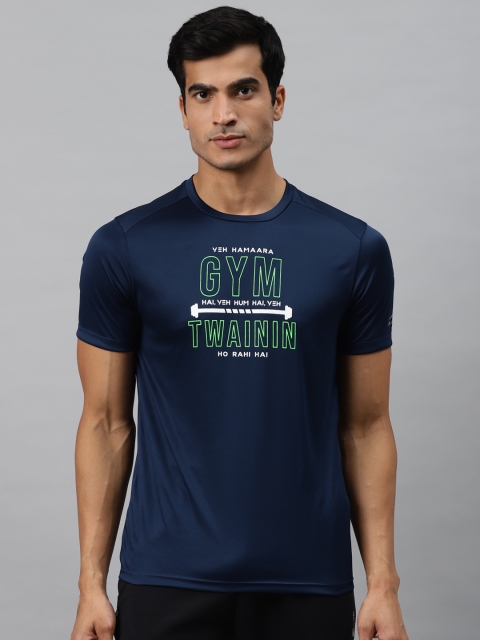 

Alcis Men Navy Blue & White Printed Round Neck T-shirt