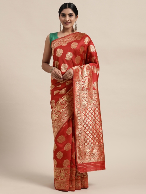 

Mitera Red & Golden Art Silk Woven Design Kanjeevaram Saree