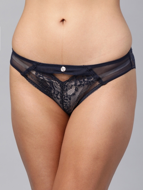 

Marks & Spencer Women Navy Blue Sheer Floral Lace Briefs T816389A