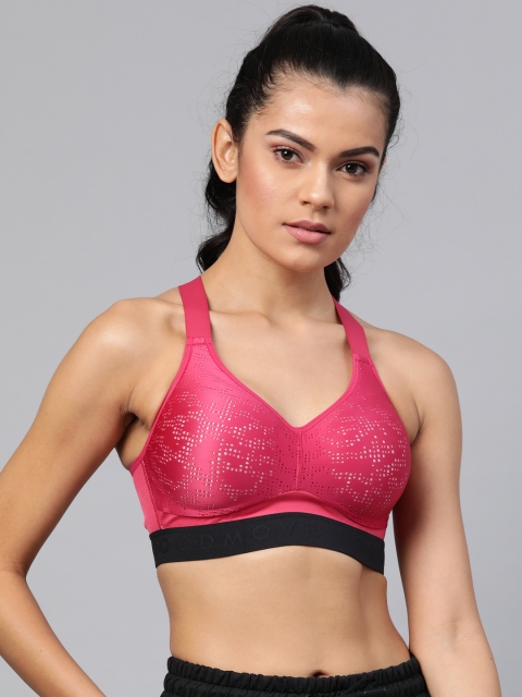 

Marks & Spencer Fuchsia Pink & Black Cut-Work Non-Wired Lightly Padded Workout Bra T336351