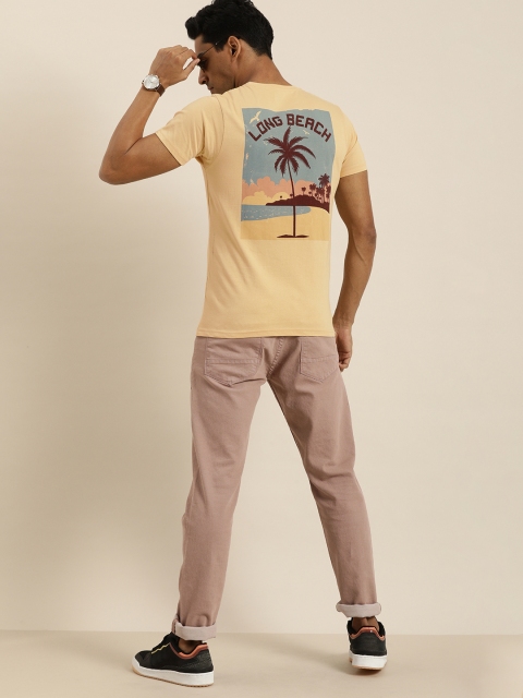 

Difference of Opinion Men Beige Printed Pure Cotton T-shirt