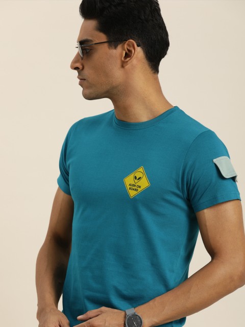 

Difference of Opinion Men Blue Printed Pure Cotton T-shirt