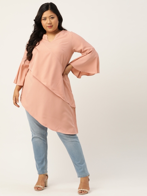 

Revolution Peach Solid Layered Crepe A-Line Top