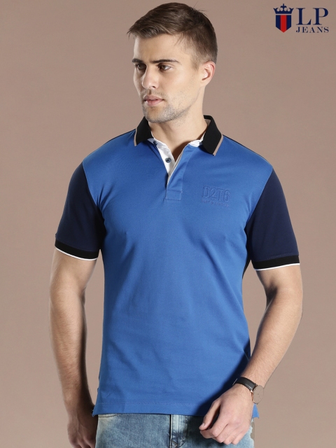 

Louis Philippe Blue & Black Polo T-shirt