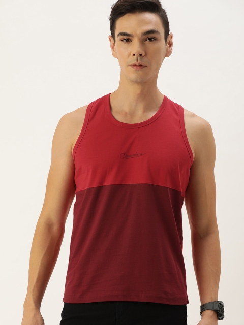 

DILLINGER Men Red Colourblocked T-shirt