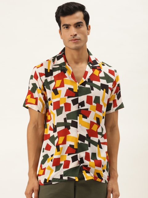 

Hancock Men Off-White & Black Relaxed Fit Printed Casual Shirt