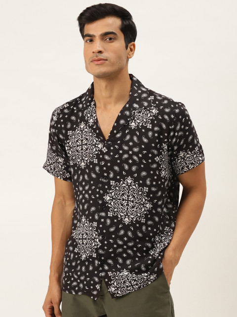 

Hancock Men Black & Off-White Relaxed Fit Printed Casual Shirt