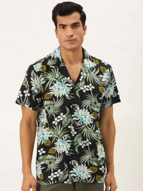 

Hancock Men Black & Green Relaxed Fit Floral Print Casual Shirt