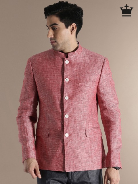 

Louis Philippe Coral Red Linen Milano Fit Single-Breasted Blazer