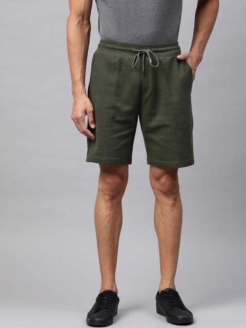 

Marks & Spencer Men Olive Green Solid Pure Cotton Sustainable Shorts