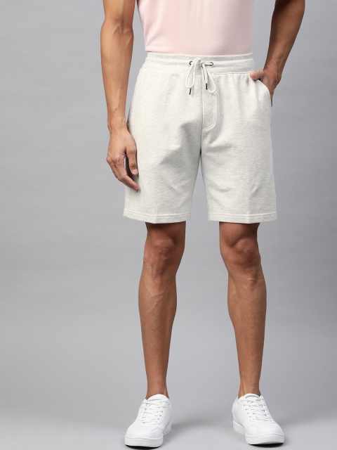 

Marks & Spencer Men Off-White Solid Pure Cotton Sustainable Shorts with Melange Effect