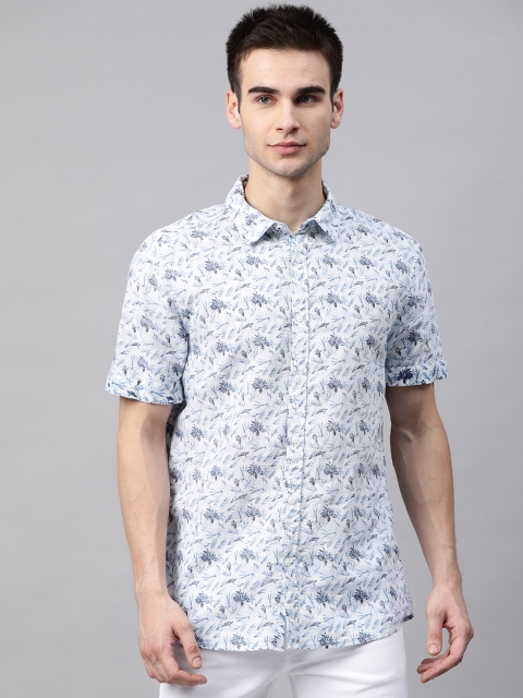 

Marks & Spencer Men White & Navy Blue Relaxed Fit Printed Casual Shirt
