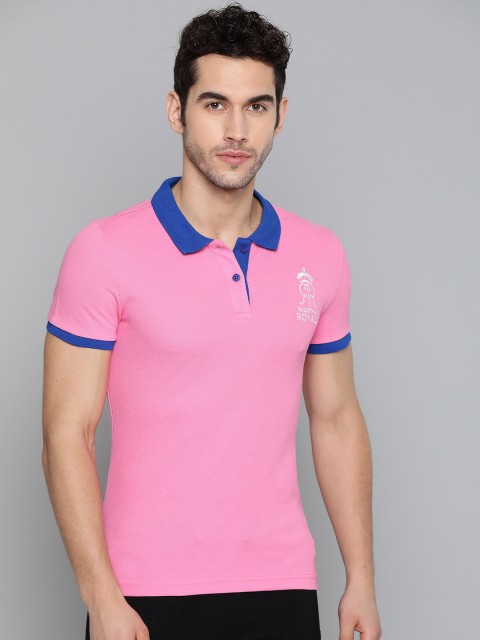 

Alcis Men Pink Rajasthan Royals Embroidered Logo Polo Collar T-shirt