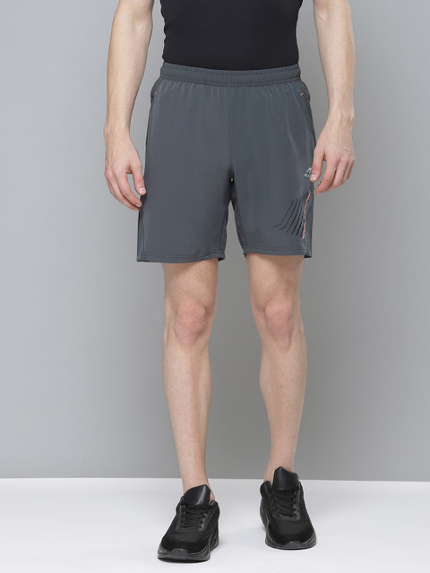 

Alcis Men Charcoal Grey Solid Slim Fit Sports Shorts