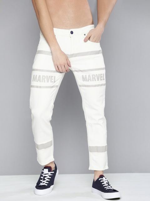 

Kook N Keech Marvel Men Off White Printed with Stripes Stretchable Jeans