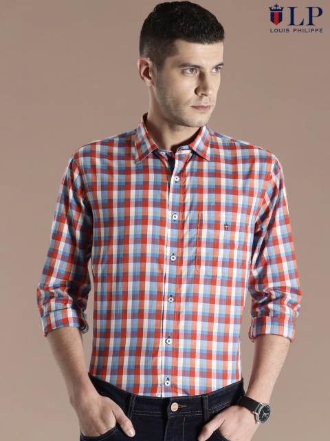 

Louis Philippe Sport Red Checked Union Slim Fit Casual Shirt