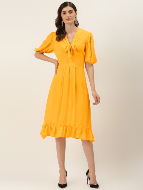 

DIVA WALK EXCLUSIVE Women Yellow Solid A-Line Dress