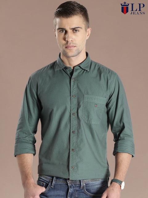 

Louis Philippe Jeans Green Union Slim Fit Casual Shirt