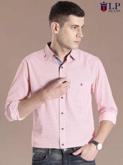 

Louis Philippe Jeans Red Printed Union Slim Fit Casual Shirt
