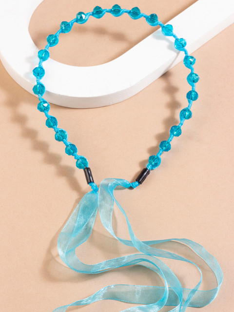 

AccessHer Blue Beaded Hairband With Lace