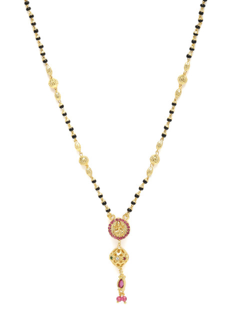 

AccessHer Women Gold-Plated & Black Beaded Mangalsutra
