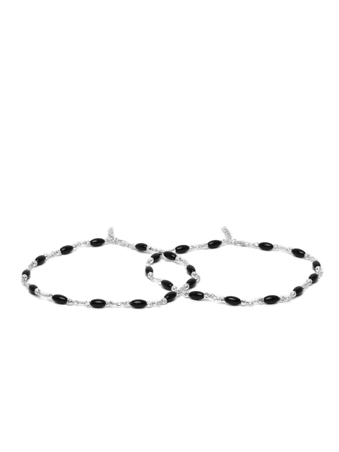 

ZAYN Set Of 2 Silver & Black Beaded Handcrafted Anklet