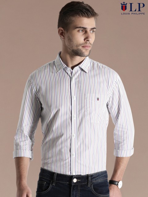 

Louis Philippe Sport White Striped Union Slim Fit Casual Shirt